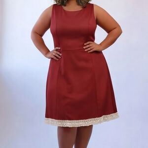 Shelby & Palmer Women 22W Sleeveless Top Dress with Lace Hem Pink Soft Stretchy